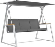 Outsunny 3-személyes Kerti Hinta, Állítható Tetőelhelyezéssel, Mattressel, Acél Konstrukció, Méretek: 205L x 130W x 175H cm, Sötétszürke | Aosom