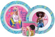 Barbie étkészlet, micro műanyag szett bögrével 265 ml