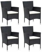 4 db fekete polyrattan kerti étkezőszék