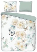 Fehér-zöld kétszemélyes-hosszabbított pamut-szatén ágyneműhuzat 200x220 cm Adiwanya – Descanso