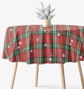 Goldea kör alakú teflonos terítő - piros kockás hópelyhekkel Ø 100 cm