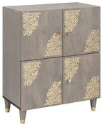 Széf polcokkal Szürke és Arany 60 x 33 x 75 cm Tömör mangófa