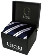 Selyem nyakkendő Giori Milano RS0805, kék és fehér