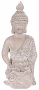 Buddha szobor térdelve dekoráció, szürke, polirezin , 25 x 24 x 57 cm