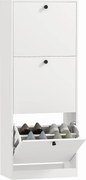 HOMCOM Cipőtartó 3 kihajtható fiókkal, állítható elválasztóval, keskeny cipőszekrény 12 pár cipő számára, 47 x 26 x 120 cm, Fehér | Aosom