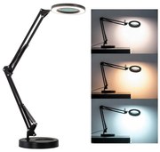 Brilagi - LED Dimmelhető asztali lámpa nagyítóval LED/12W/5V 3000/4200/6000K fekete BRI007