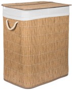 G21-es 105 literes szennyeskosár elválasztókkal, rattan utánzat, fehér betéttel