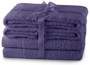 Lila frottír pamut törölköző és fürdőlepedő készlet 6 db-os Amari – Restilo