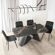 Bővíthető Kerámia Étkezőasztal Fekete Márvány/Fekete Színben. VERONA 160–240 cm
