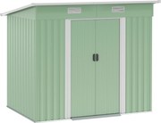 Outsunny Fém Kerti Tároló 2.3m² 207 x 130 x 182 cm Eszköztároló Ferde Tető Ablakkal Alapzattal Csúszóajtókkal Időjárásálló Kerti Sátor | Aosom