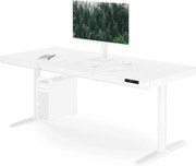 Elektromos ülő-álló íróasztal fiókkal és Qi vezeték nélküli töltővel fehér, 1600 mm: ELLIS