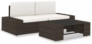 3 részes barna polyrattan kerti ülőgarnitúra