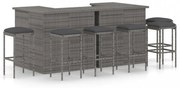 8 részes szürke polyrattan kerti bárszett párnával