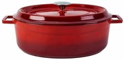 LAVA Metal Öntöttvas ovális fazék, piros, 7 l,átmérő 31 cm