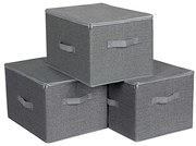 CURAN 3 darabos cipzáras tárolódoboz szett, szürke