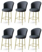 Fora Anthracite and Gold bárszék szett, 6 db, 6 db