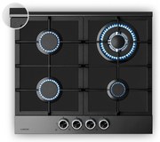 Klarstein Verosteel gázfőzőlap, 4 égős, elektromos gyújtás, földgázzal és LPG-vel kompatibilis, 8000 W, 60cm
