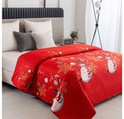 Ágytakaró WHITE SNOWMAN, piros Méret: 220 x 240 cm