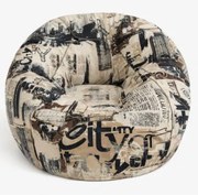 XL beltéri babzsákfotel – retro újság mintás