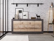 4 Ajtós Komód Oldwood/Beton Színben. LUNEA