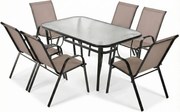 Kerti acél étkezőgarnitúra szett BISTRO - barna/fekete vázzal