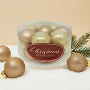 Pezsgőszínű üveg karácsonyi gömb szett 16*3cm