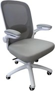 Irodai forgószék, szürke hálós háttámla, szövet ülőlap, fehér műanyag váz és lábkereszt,Kea (BBSZV445)