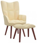 krémfehér bársony pihenőszék lábtartóval