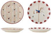 Krémszínű agyagkerámia desszertes tányér készlet karácsonyi mintával, 2 db-os, ø 16 cm Merry-go-round – Bloomingville