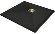 Mexen Stone+ kompozit zuhanytál négyzet 100 x 100 cm, fekete, arany takaró - 44701010-G