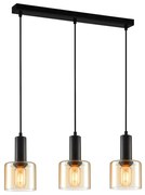 ITALUX PND-65342-3-BK+AMB - Csillár zsinóron SANTIA 3xE27/40W/230V