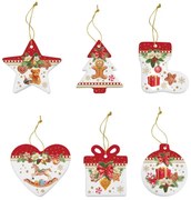 Karácsonyi porcelán díszek, 6 db-os szett, 7 cm, díszdobozban - Christmas Memories