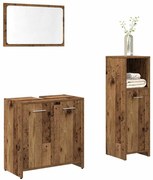 3 részes antik fa színű szerelt fa fürdőszobai bútorszett