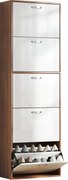 HOMCOM Karcsú, Térkímélő 5 szintes Cipőszekrény, Maximum 30 Pár Cipőhöz, 2 Polccal Szinten, MDF Cipőtároló, 60x28x189 cm, Fehér és Barna | Aosom