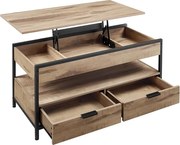 GASPAR állítható magasságú konferencia asztal, 50x100x(48-63)cm, tevebarna/fekete Vasagle