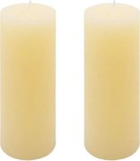 Rusztikus gyertya készlet 20 cm Ø 7,5 cm  2 db krém