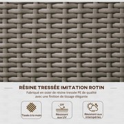 Outsunny Kerti Virágtartó Rámpával, Téglalap Alakú Virágbox Woven PE Gyantából és Acélból, dim. 103L x 29W x 103H cm Szürke | Aosom