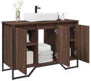 barna tölgy szerelt fa fürdőszobai mosdószekrény 91x35x60 cm