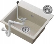 Gránit Mosogató Bézs Szifon Króm Milos