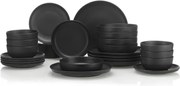 Tányérkészlet porcelán, matt fekete, 24 darabos