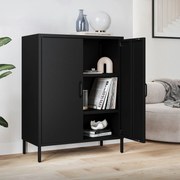 Fekete polcos fém szekrény lábakon – VITO Modern 800 x 1015 x 400 mm