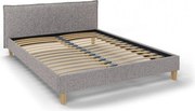 Szürke kárpitozott franciaágy ágyráccsal 160x200 cm Tina – Ropez