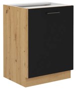 Alsó konyhaszekrény Meriel 60 D 1F BB (fekete + artisan tölgy). 1033975