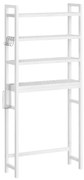 Tároló polc WC fölé, helytakarékos tároló állvány, fehér 63x26x185cm