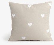 Goldea flanel párnahuzat - szívecskék, latte színű alapon 40 x 40 cm