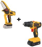 ASIST AKU láncfűrész AE4P20A készlet + fúrógép akkumulátorral és töltővel AE2V20-151 AKU GANG