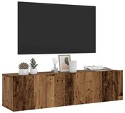 antik fa színű szerelt fa fali TV-szekrény 120 x 30 x 30 cm