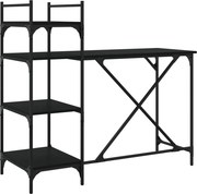 vidaXL fekete számítógépasztal polcokkal 120x47x109 cm