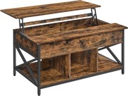 Dohányzóasztal, felnyitható asztal a nappaliba 60 x 100 x (48-62) cm, rusztikus barna