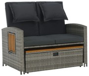 Kerti rattan kanapé MALORY, szürke/ természetes